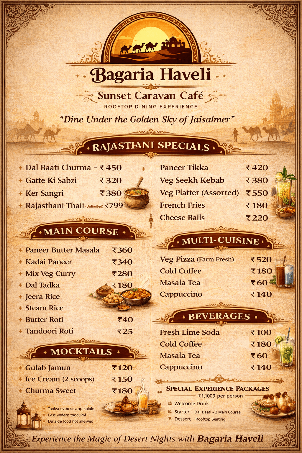 Sunset Caravan Café menu