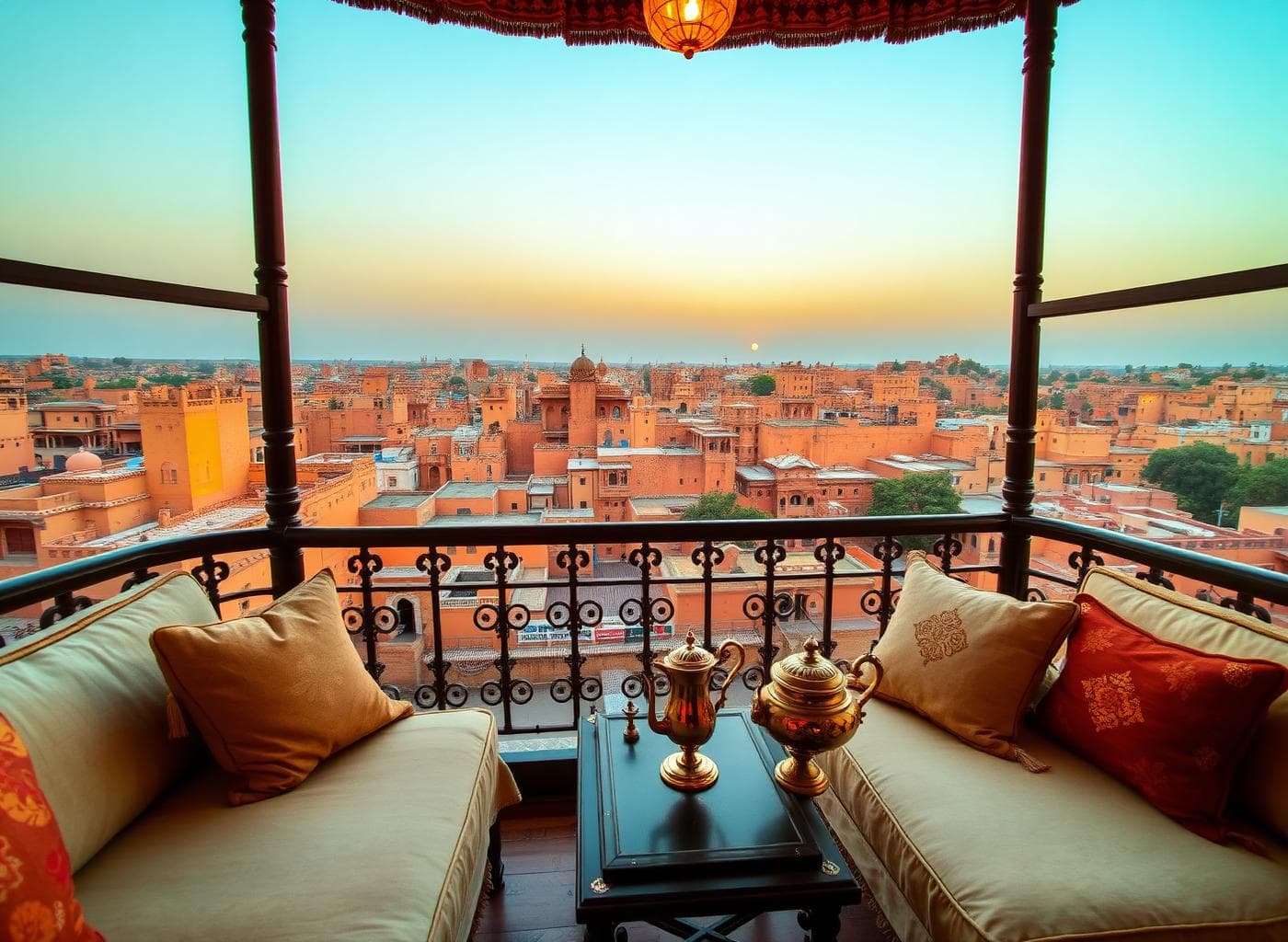 Private jharokha balcony overlooking Jaisalmer
