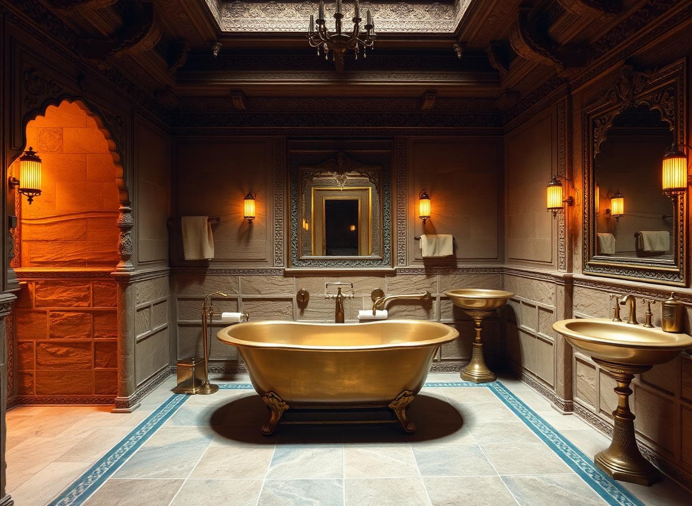 Heritage bathroom with copper bathtub